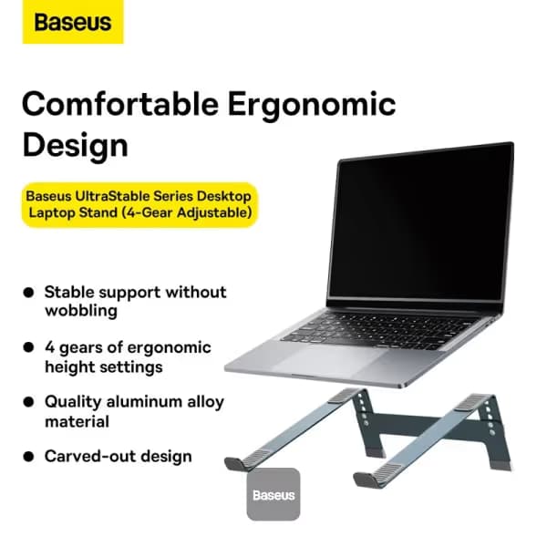 Support pour ordinateur portable de bureau Baseus Ultra Stable Series - Réglable sur 4 vitesses - Gris sidéral 8