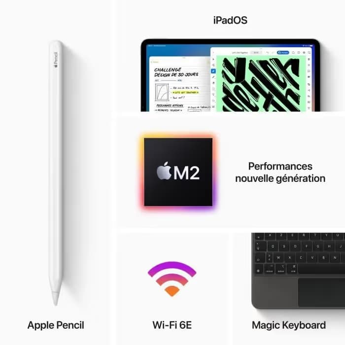 Apple - iPad Pro M2 (2022) - 11" - WiFi - 128 Go - Gris Sidéral 6