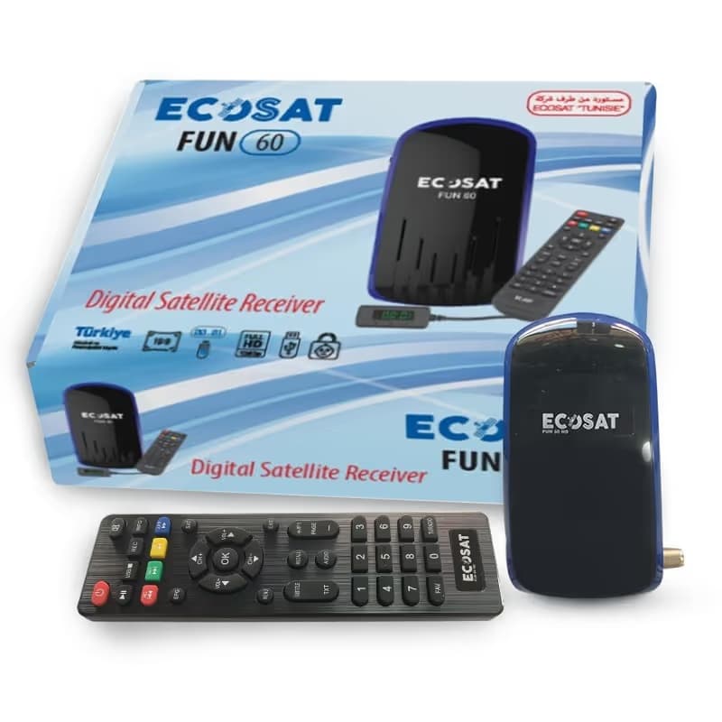 Récepteur ECOSAT FUN 60 + Forfait 12 Mois - Noir