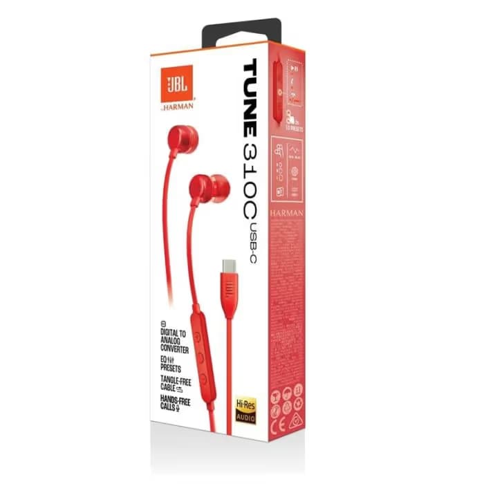 Écouteur Filaire JBL T310C USB-C - Rouge 4