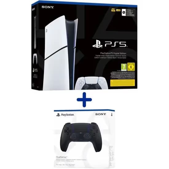 Pack PS5 Digital : Console PS5 Digitale (Modèle Slim) + 2ème Manette sans fil PS5 DualSense Noire 3